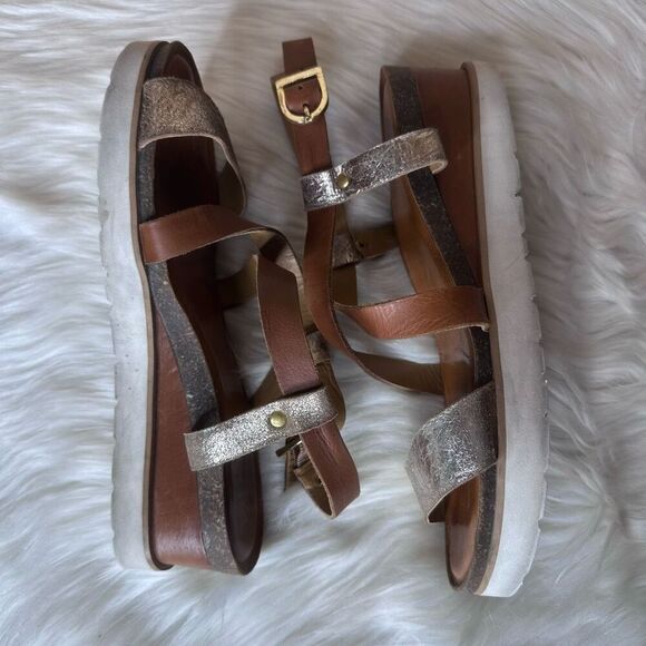 Diba True Metallic & Brown Leather Strappy Sandals Size 9.5 - Picture 12 of 13